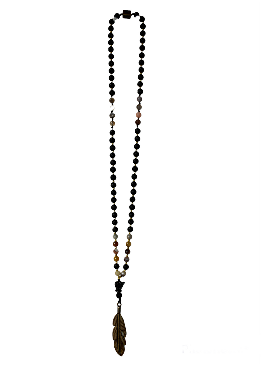 Mens Lava Beads Necklace, Black Lava Rock Necklace, Sandalwood Beads, –  Jennifer Jade Shop