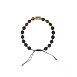 Tiger Eye Stone & Black Lava Stone Bracelet