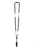 Howlite Stone & Black Lava Stone Necklace